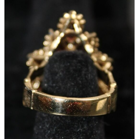 Vtg .925 Sterling Silver Red Garnet Crystal Vermeil Cocktail Ring W/Branching De - Picture 4 of 6